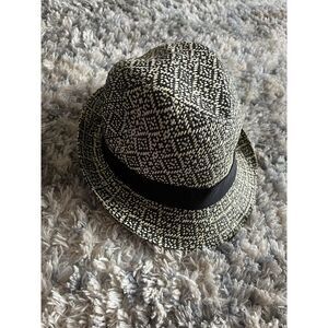 Aventura Paper Straw Fedora Hat One Size Black Tan